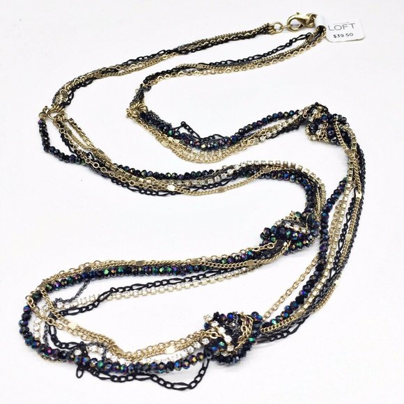 LOFT Jewelry - Ann Taylor Loft Rhinestone Black Beaded Necklace